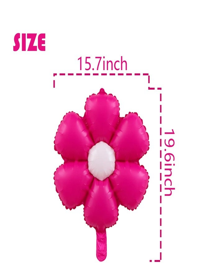 BIEUFBJI 15 Pcs Hot Pink Daisy Balloons - Aluminum Foil Balloons for Birthday, Wedding, Baby Shower, Kids Theme Party Decoration - Image 2